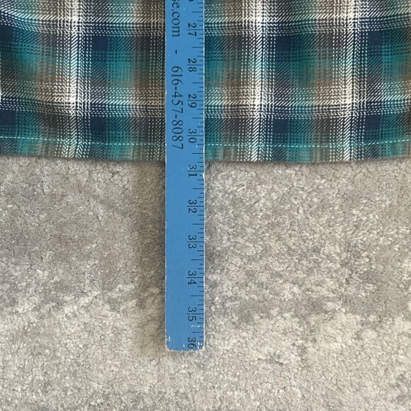 Levis Silvertab Shirt Mens Large Plaid Aqua Tan Flannel Button Up Long Sleeve - Picture 8 of 8